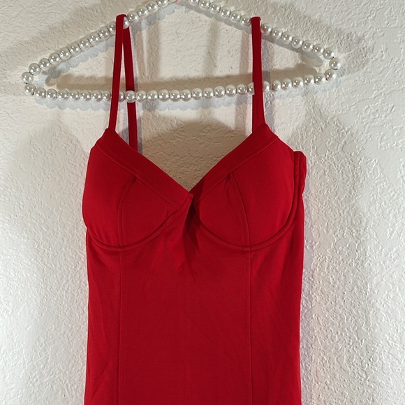 NASTY GAL Bust Out Red Sexy Spaghetti Strap Form Fitting Mini Dress Size 6 NEW - Picture 3 of 12